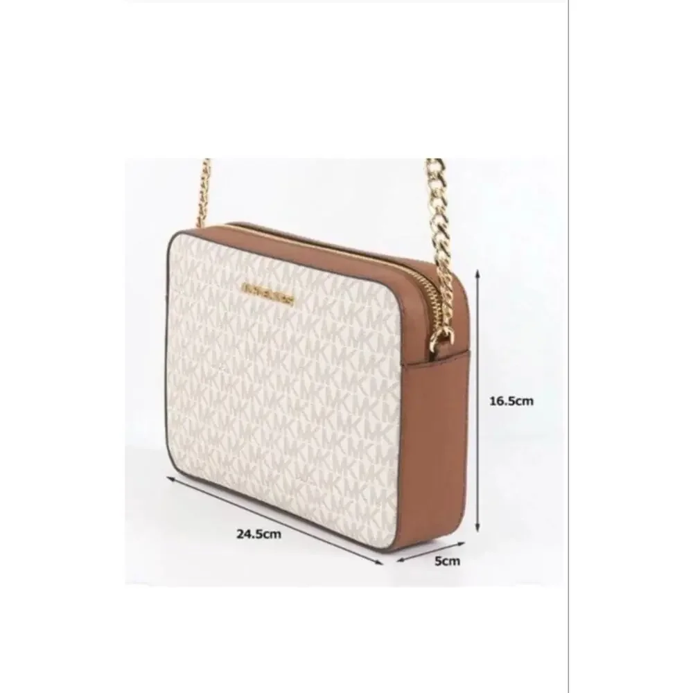 Michael Kors Jet Set Crossbody MK Signature Vanilla Purse Bag